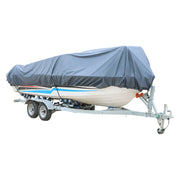 DURAFORCE Gray 17-19ft Waterproof 600D Marine Polyester Boat Cover Trailerable Canvas