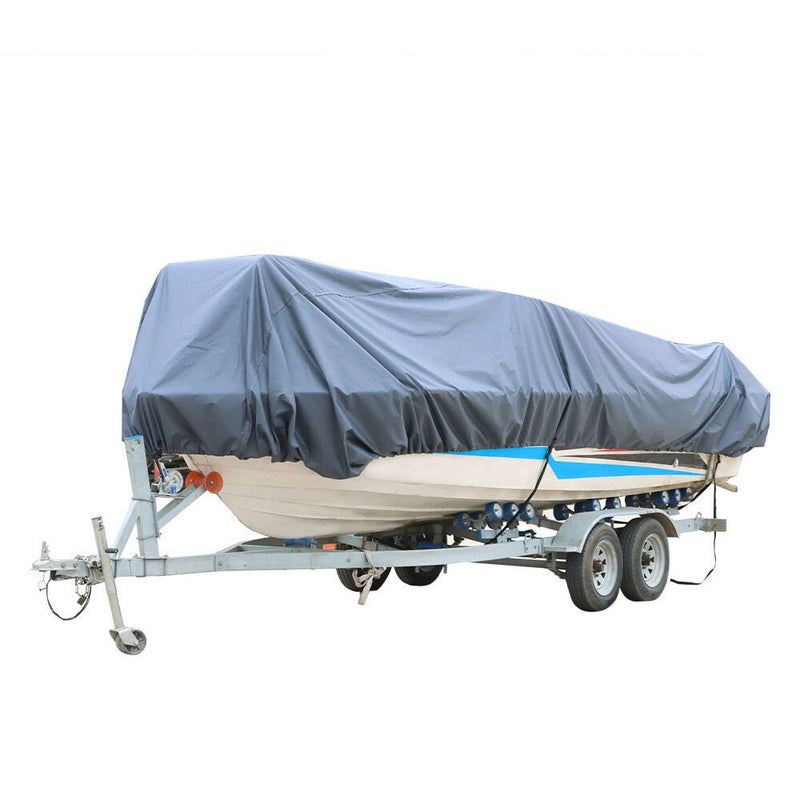 DURAFORCE Gray 17-19ft Waterproof 600D Marine Polyester Boat Cover Trailerable Canvas