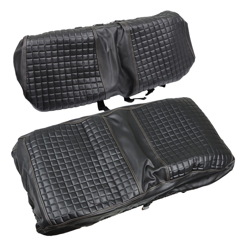DURAFORCE Golf Cart Front Seat Cover Black Diamond Stitch EZGO Club Car Yamaha PVC