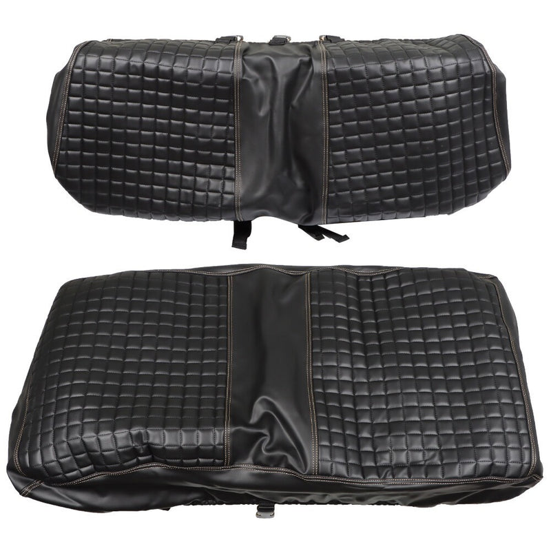 DURAFORCE Golf Cart Front Seat Cover Black Diamond Stitch EZGO Club Car Yamaha PVC