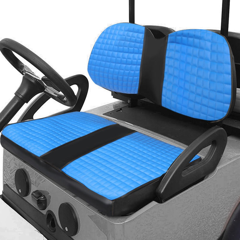DURAFORCE 2PCS Blue Diamond Stitch Front Seat Covers for EZGO Medalist TXT 1994-2013