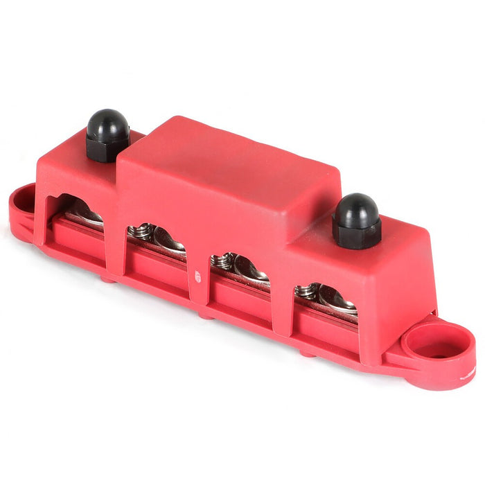 DURAFORCE 12V 250A 4 Post Red Busbar Power Distribution Block with Cover 5/16