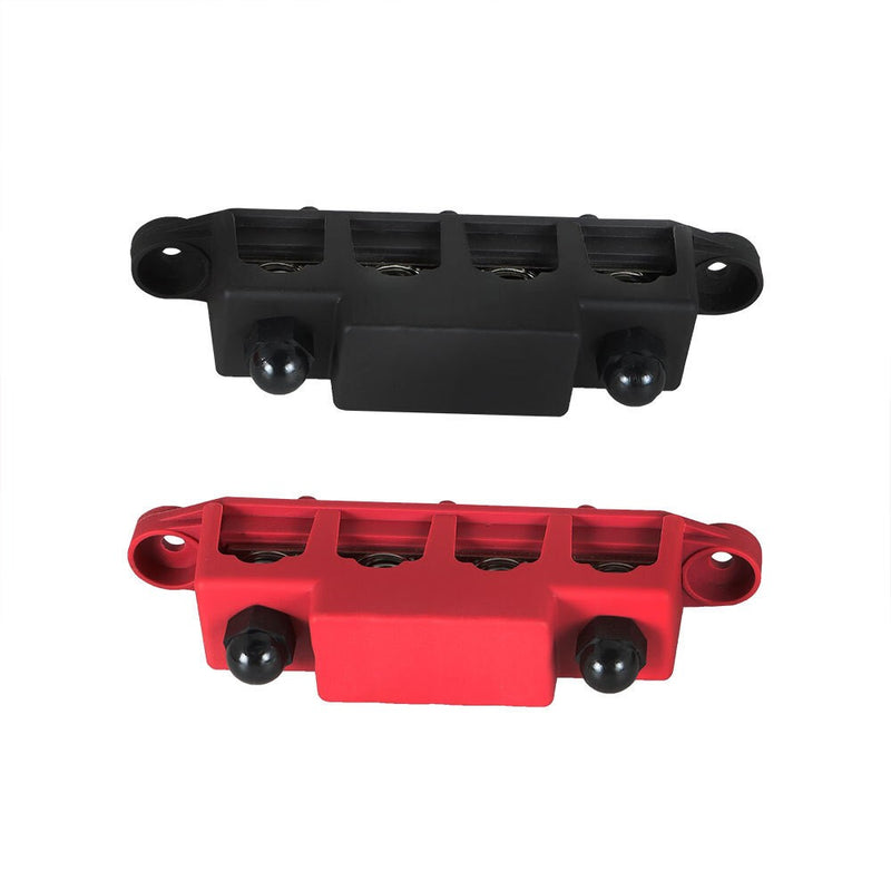 DURAFORCE NEW 4 Post 12V 250A Busbar Power Distribution Red & Black Pair 3/8" Terminals