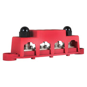 DURAFORCE 3/8" 250A 12V Red 4-Way Terminal Junction Block Busbar with Cover