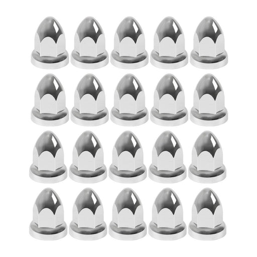 DURAFORCE 20Pcs 33mm Chrome Truck Lug Nuts Push-On Caps Flanged 2-3/8" High