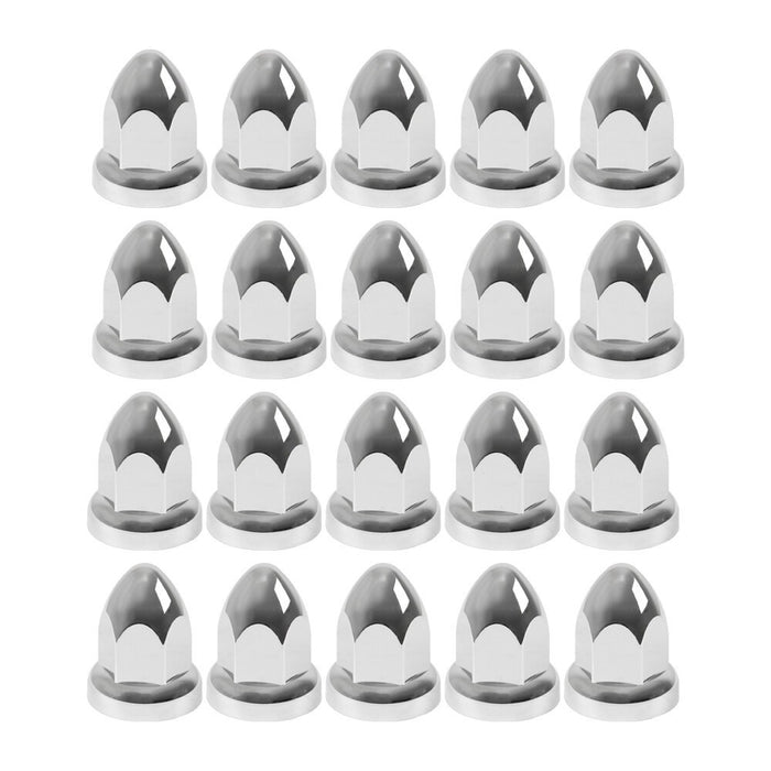 DURAFORCE 20Pcs 33mm Chrome Truck Lug Nuts Push-On Caps Flanged 2-3/8" High