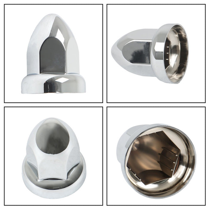 DURAFORCE 20Pcs 33mm Chrome Truck Lug Nuts Push-On Caps Flanged 2-3/8" High