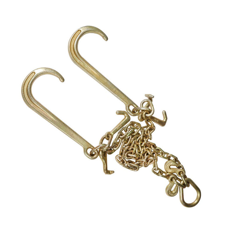 DURAFORCE Unused G70 5/16" V-Chain Bridle w/ 15" J Hooks, T Hook & 3" Grab Hooks