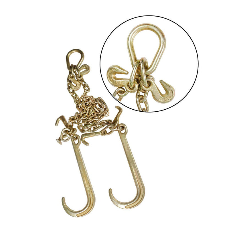 DURAFORCE Unused G70 5/16" V-Chain Bridle w/ 15" J Hooks, T Hook & 3" Grab Hooks
