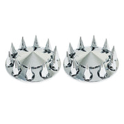 DURAFORCE 33mm Chrome Spiked Thread-On Nut Covers Front Axle Kit for Semi Truck