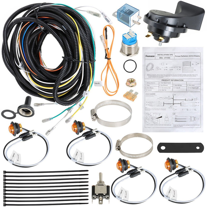 DURAFORCE ATV LED Turn Signal Light Kit with Horn for Polaris Ranger Can Am Pug & Play