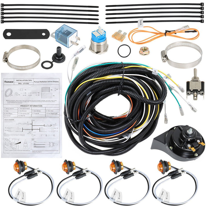 DURAFORCE ATV LED Turn Signal Light Kit with Horn for Polaris Ranger Can Am Pug & Play