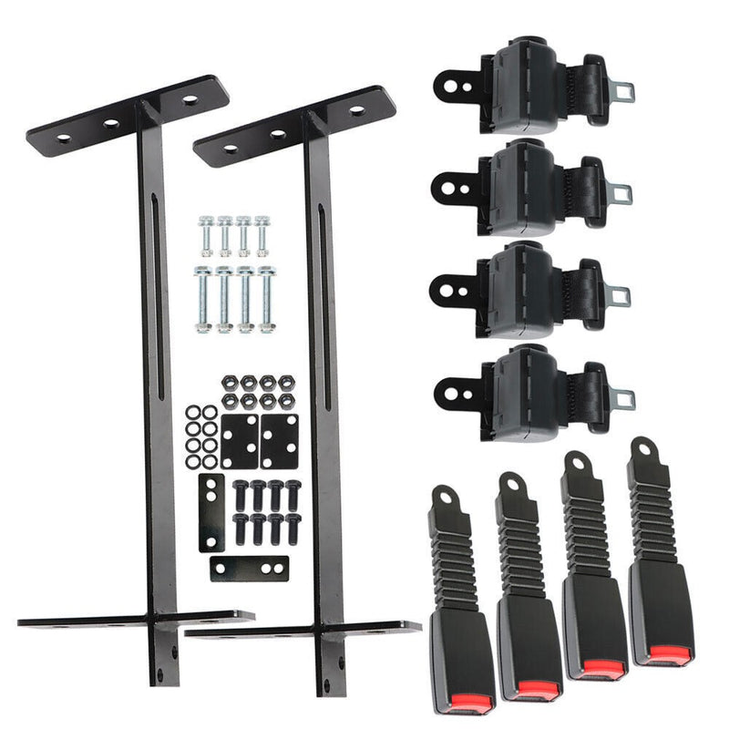 DURAFORCE 4 Retractable Golf Cart Seat Belts & Bracket Kit for EZGO Yamaha Club Car