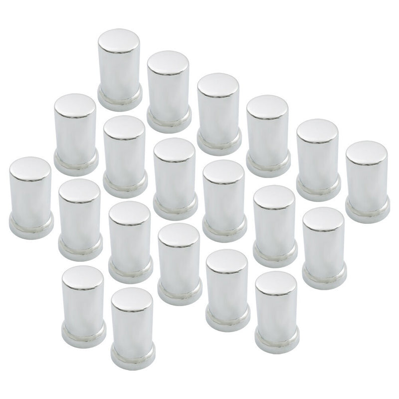 DURAFORCE Chrome 20x33mm Lug Nut Covers Push-On Caps with 3-3/8" Flanged Height