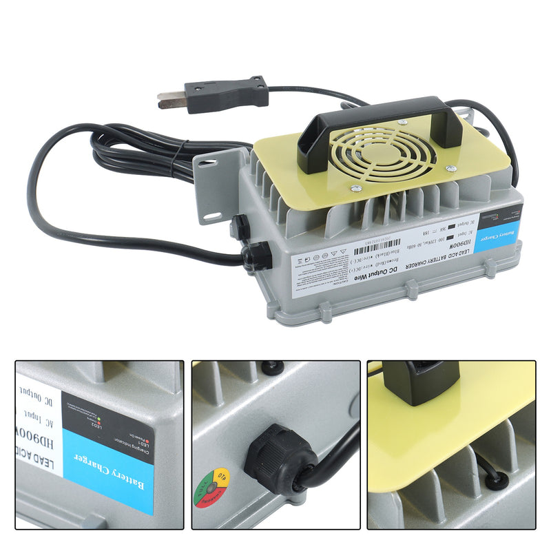 DURAFORCE 36V 18A Golf Cart Battery Charger Crowfoot Plug for Club Car E-Z-GO Yamaha