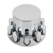 DURAFORCE Chrome Hub Cap Kit with 2 Front & 4 Rear Wheels + 33mm Flat Head Lug Nuts