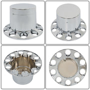 DURAFORCE Chrome Hub Cap Kit with 2 Front & 4 Rear Wheels + 33mm Flat Head Lug Nuts