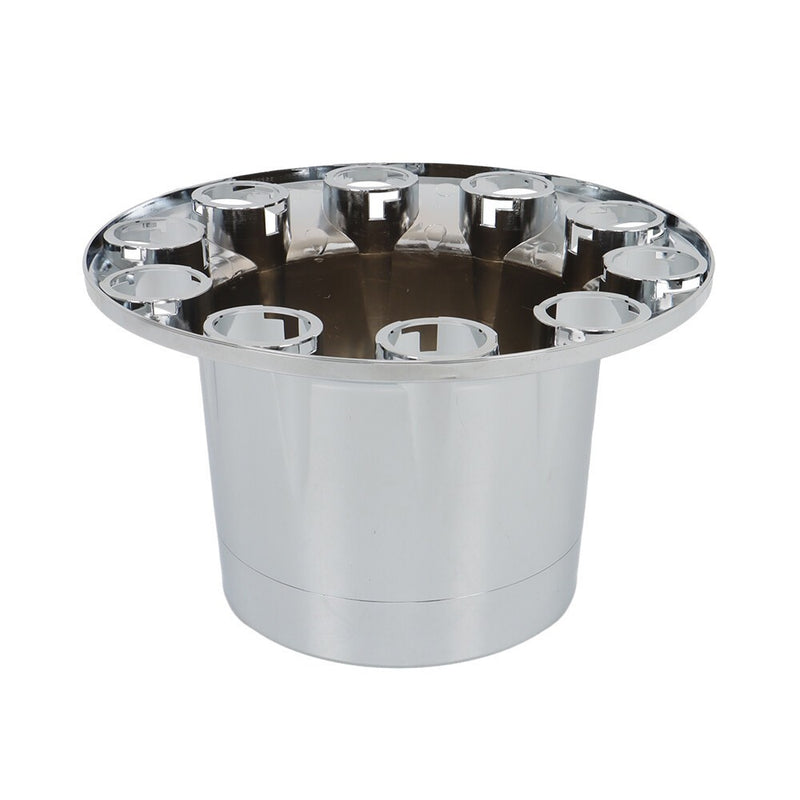 DURAFORCE Chrome Hub Cap Kit with 2 Front & 4 Rear Wheels + 33mm Flat Head Lug Nuts