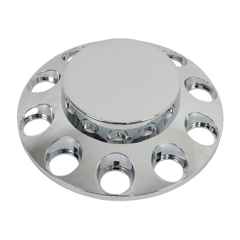 DURAFORCE Chrome Hub Cap Kit with 2 Front & 4 Rear Wheels + 33mm Flat Head Lug Nuts