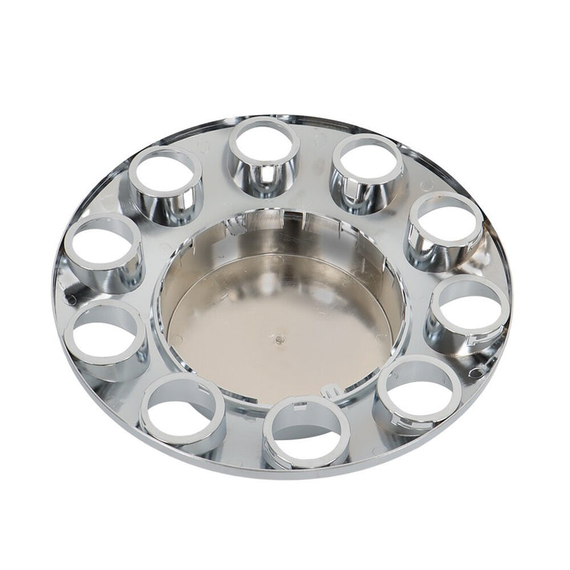 DURAFORCE Chrome Hub Cap Kit with 2 Front & 4 Rear Wheels + 33mm Flat Head Lug Nuts