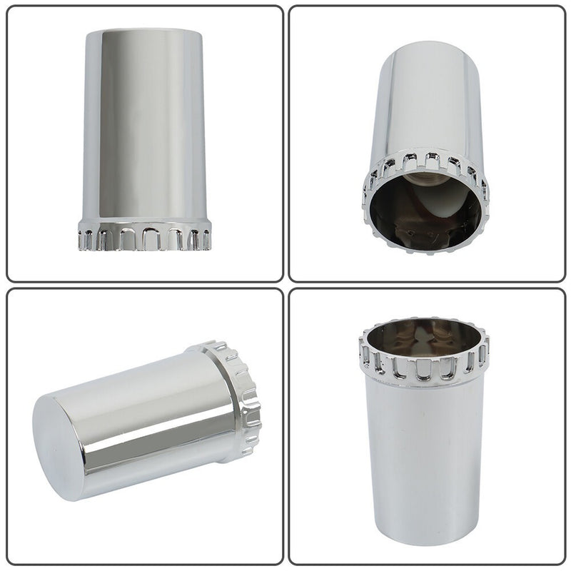 DURAFORCE Chrome Hub Cap Kit with 2 Front & 4 Rear Wheels + 33mm Flat Head Lug Nuts