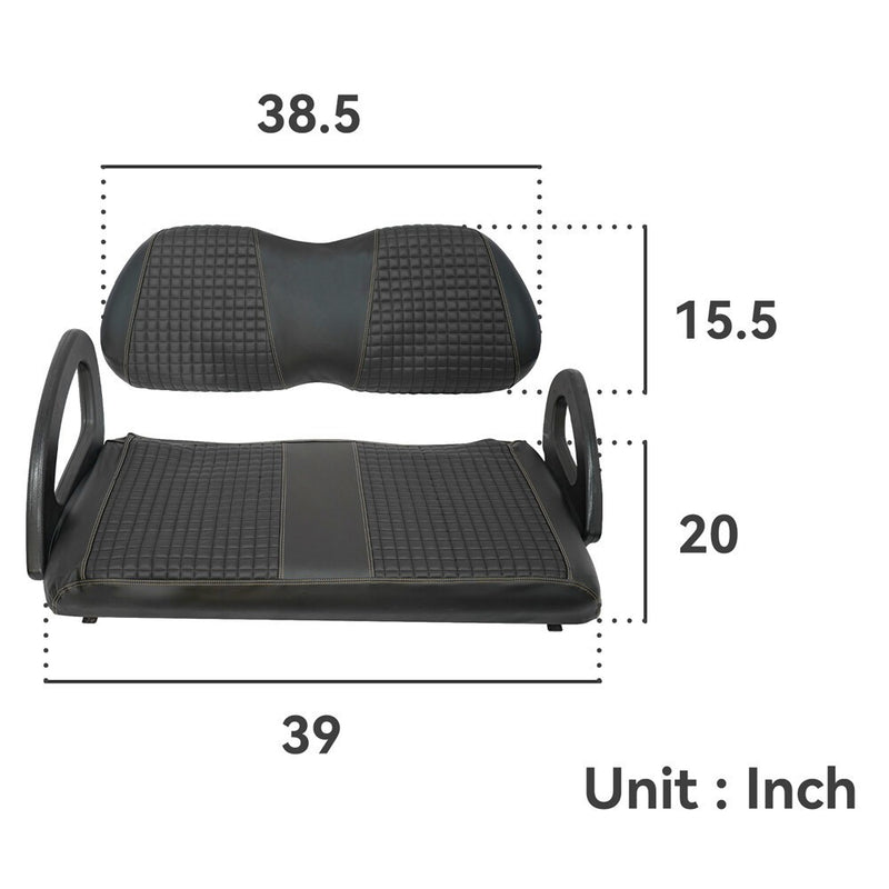 DURAFORCE 2PC Black Diamond Golf Cart Seat Cover Kit for Club Car Precedent Cushion