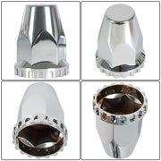DURAFORCE 33mm Front Wheel Covers Hub Axle Semi Truck Satin Chrome ABS Plastic