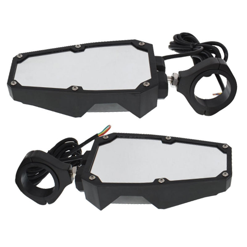 DURAFORCE UTV Polaris RZR Rear View Side Mirrors w/ LED Lights Fit 1.75"-2" Roll Cage