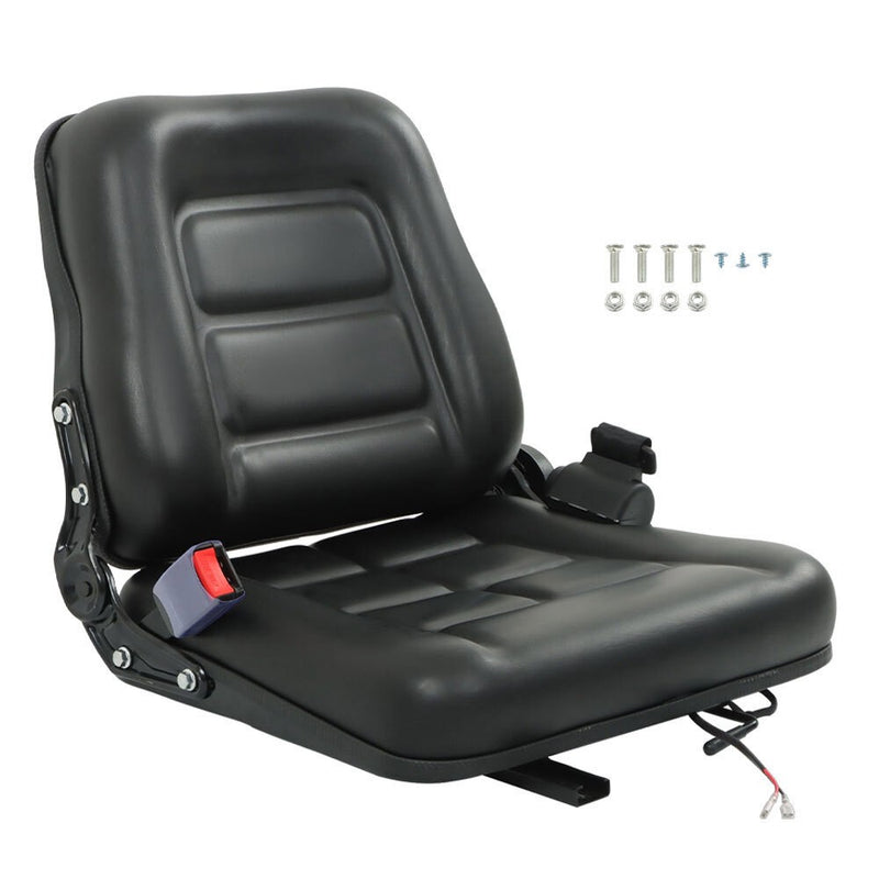 DURAFORCE Adjustable Forklift Tractor Seat with Fold Down Back & Seatbelt Switch Universal
