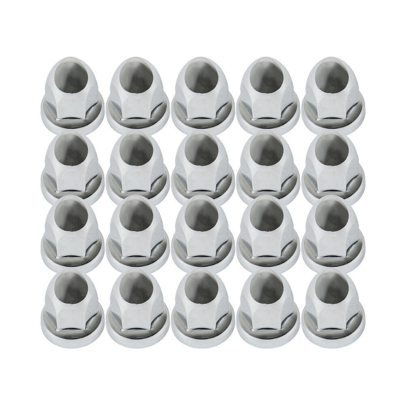 DURAFORCE Set of 20 Chrome 33mm Truck Lug Nut Covers w/ Flange Push-On Caps 2-3/8" High