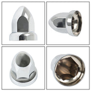 DURAFORCE Set of 20 Chrome 33mm Truck Lug Nut Covers w/ Flange Push-On Caps 2-3/8" High
