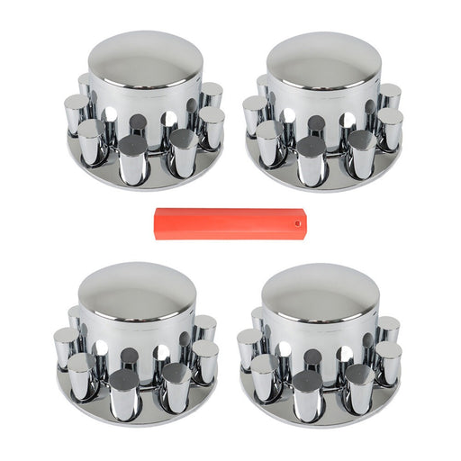 DURAFORCE 2 Pair 33mm Chrome Rear Wheel Axle Covers Hub Caps Lug Nuts Semi Truck