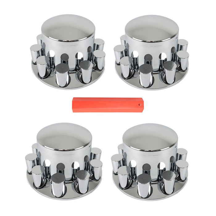 DURAFORCE 2 Pair 33mm Chrome Rear Wheel Axle Covers Hub Caps Lug Nuts Semi Truck