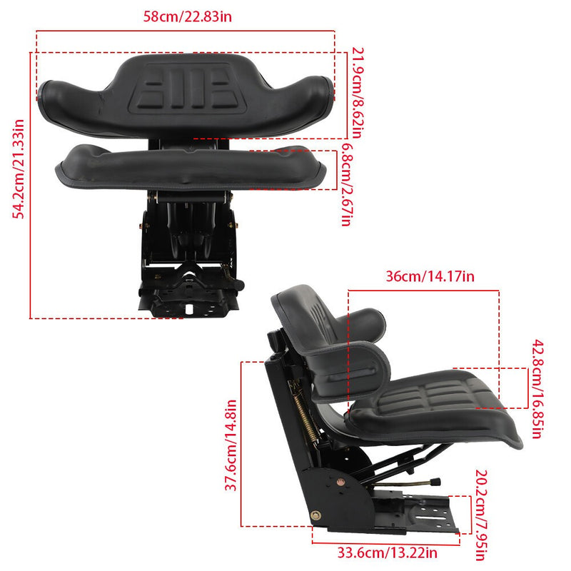 DURAFORCE Black Tractor Suspension Seat with Armrest for Ford, New Holland & John Deere