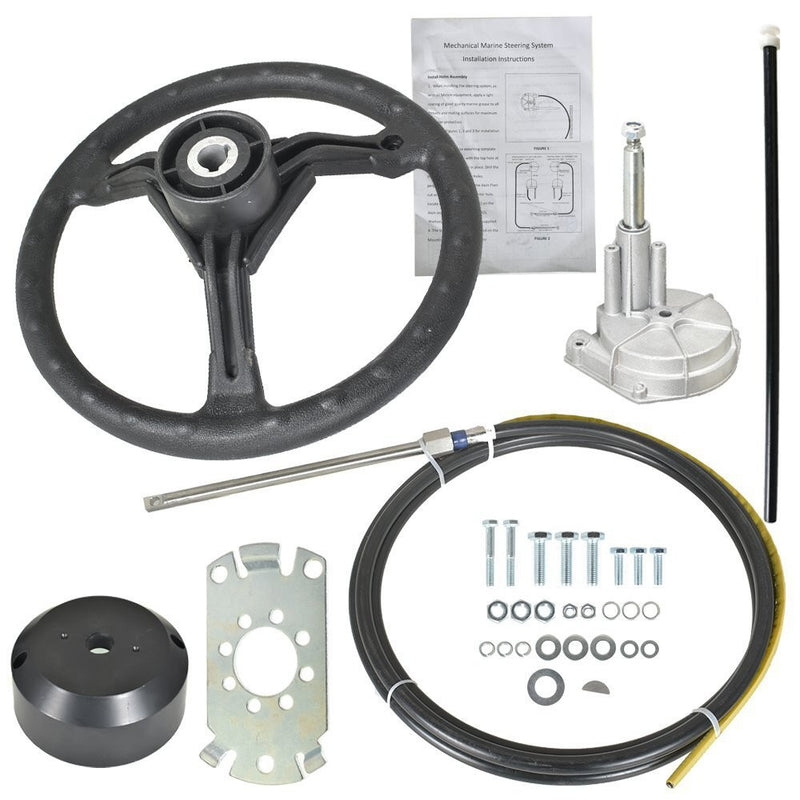 DURAFORCE NEW 13.5" Boat Wheel & 13ft Rotary Steering Kit Outboard SS13713