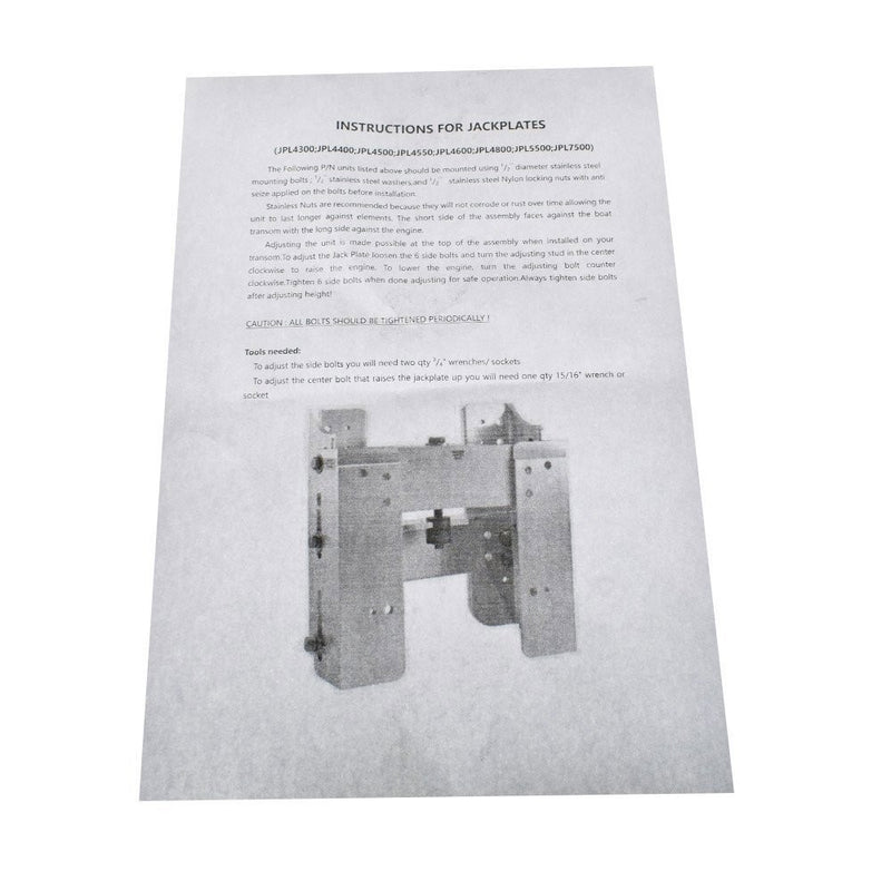 DURAFORCE Adjustable 4" Aluminum Jack Plate for Outboard Motor JPL4400 Boat Replacement