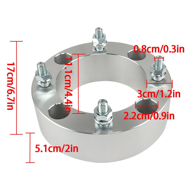 DURAFORCE 4x 2" 4x137 Silver Wheel Spacers M10x1.25 for Kawasaki Mule 500-610