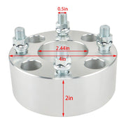 DURAFORCE ATV Wheel Flange 2" 50mm 4x101.6mm Hub 62mm Thread 1/2"x20 Silver 4pcs