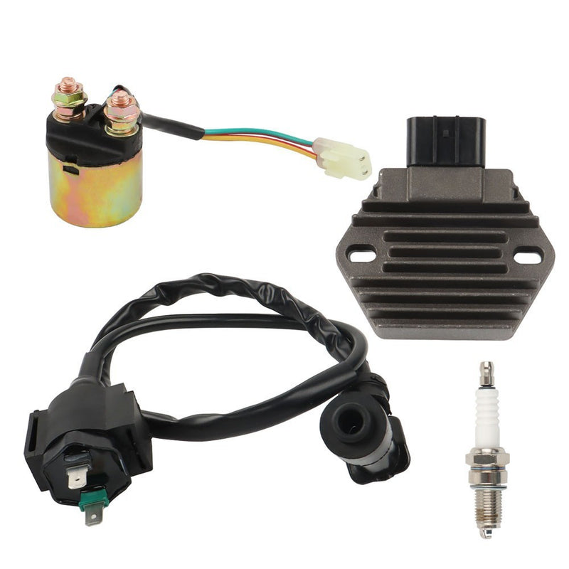 DURAFORCE Honda TRX350TE/TM 00-06 Rectifier Starter Solenoid Ignition Coil Spark Plug Set