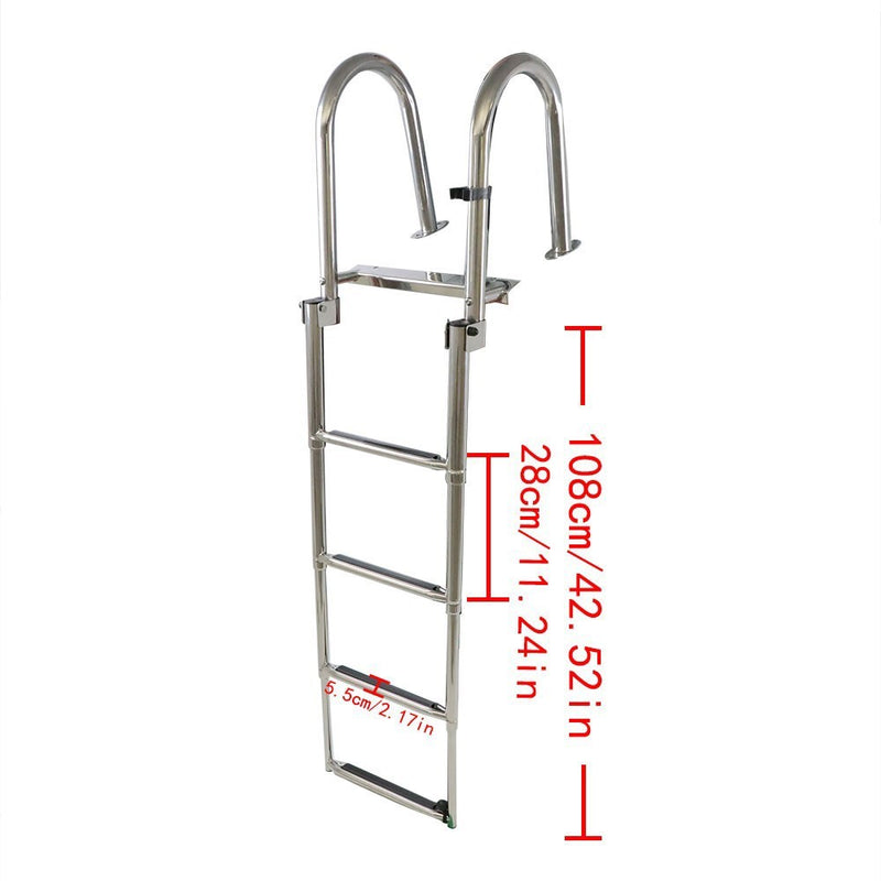 DURAFORCE 4-Step Stainless Steel Telescoping Boat Ladder Foldable Premium New