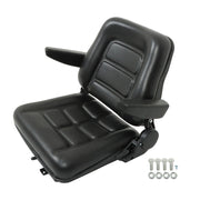 DURAFORCE Black Universal Forklift Seat PVC Tractor Seat Foldable w/ Armrests & Switch