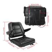 DURAFORCE Black Universal Forklift Seat PVC Tractor Seat Foldable w/ Armrests & Switch