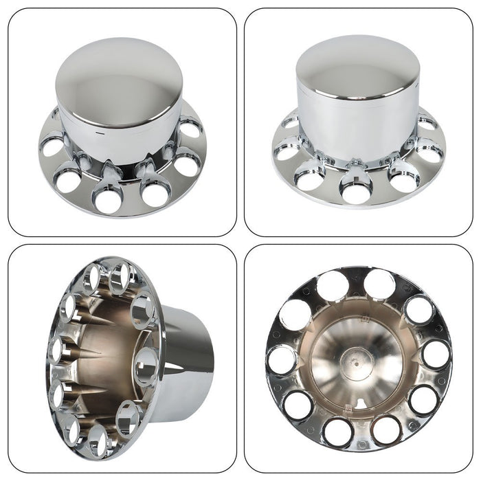 DURAFORCE 2 Pairs Chrome Flat Head Lug Nuts 33mm Semi Truck Rear Wheel Hubcap Kit