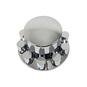DURAFORCE 4PCS 33mm Chrome Rear Wheel Axle Covers Hub Caps Lug Nuts for Semi Truck