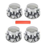 DURAFORCE Chrome Rear Wheel Hubcap Kit with 4 Flat Head 33mm Lug Nuts for Semi Truck