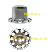 DURAFORCE Chrome Rear Wheel Hubcap Kit with 4 Flat Head 33mm Lug Nuts for Semi Truck