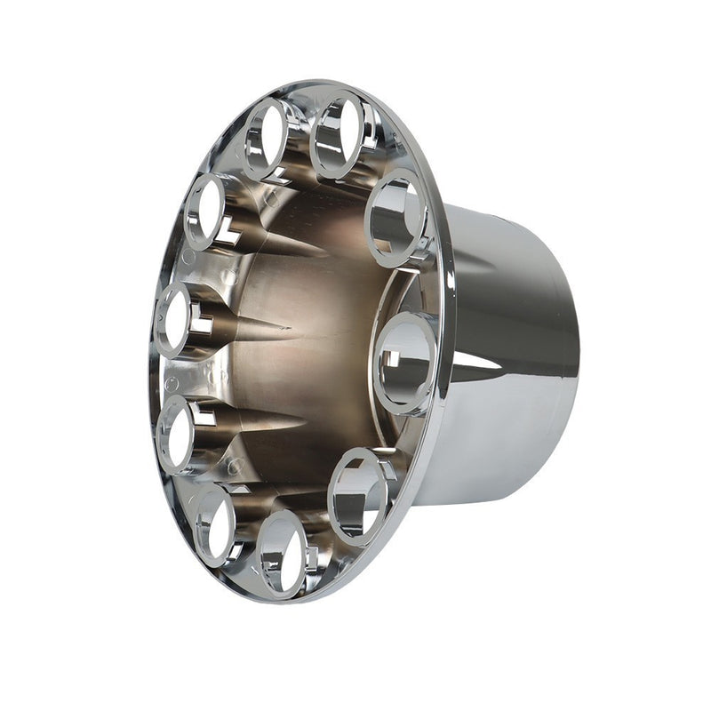 DURAFORCE Chrome Rear Wheel Hubcap Kit with 4 Flat Head 33mm Lug Nuts for Semi Truck