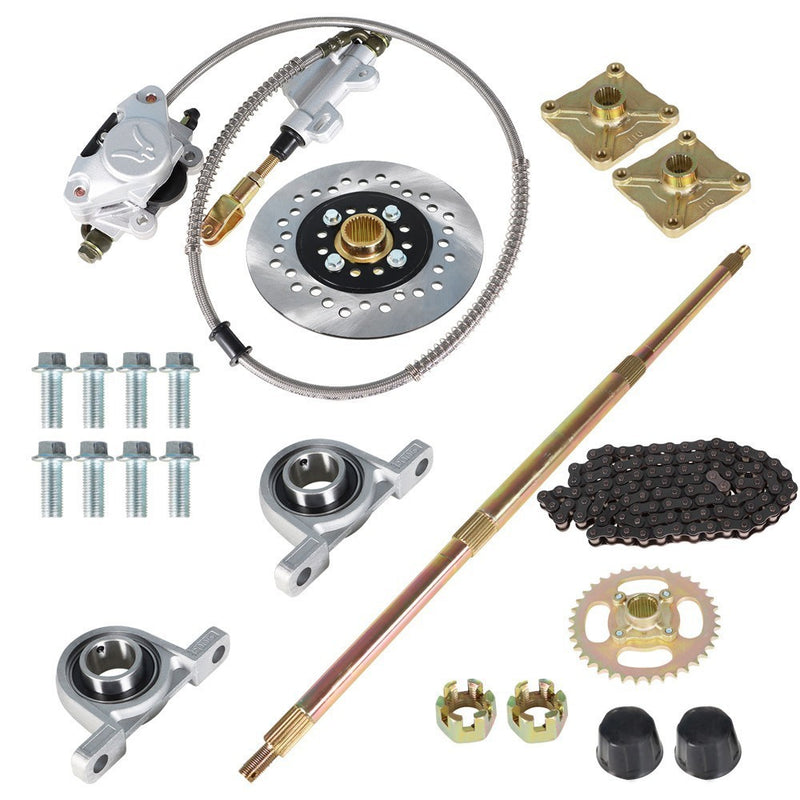DURAFORCE Go Kart Rear Live Axle Kit with Brake, Sprocket, Hub & Chain for Drift Trike