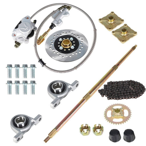 DURAFORCE Go Kart Rear Live Axle Kit with Brake, Sprocket, Hub & Chain for Drift Trike