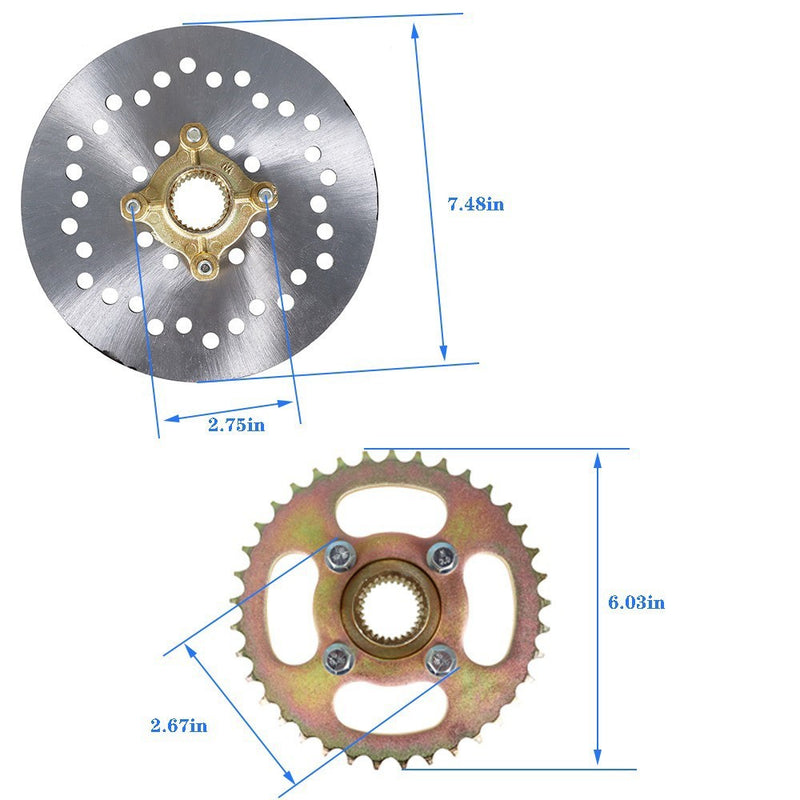 DURAFORCE Go Kart Rear Live Axle Kit with Brake, Sprocket, Hub & Chain for Drift Trike